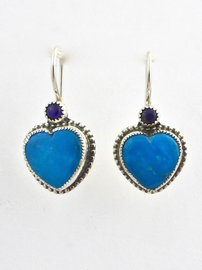 Turquoise Morningstar Heart Earrings