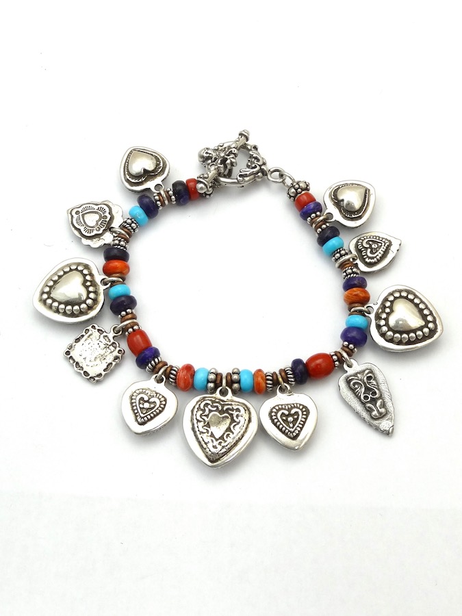 ブレスレット アクセサリ― ブレスレットハートビーズsterling bracelet charm w silver amp; heart  charms bead