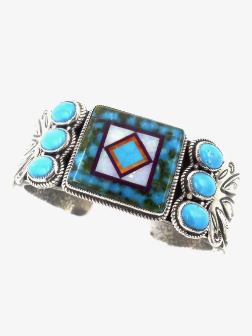 Polychrome-Turquoise-Blossomcrown-cuff-bracelet