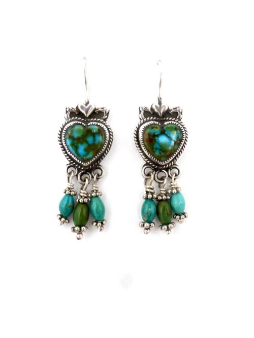 Polychrome-Turquoise-Morningstar-Heart-Earrings-Beaded-Dangle