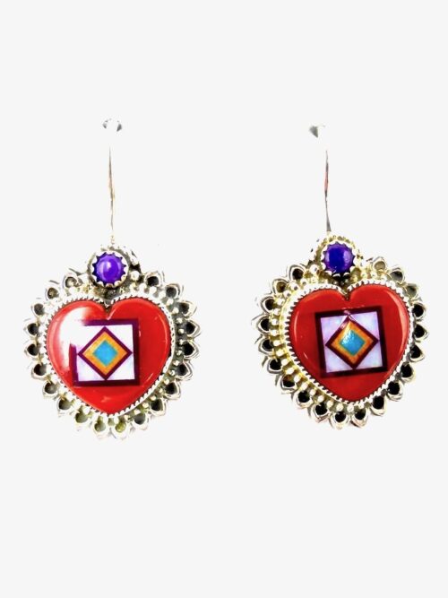 Red-Coral-Blossomcrown-Heart-Earring