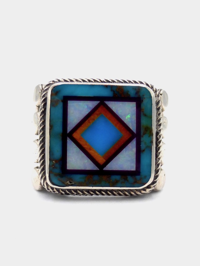 Green-Turquoise-Blossomcrown-Mens-Square-Ring