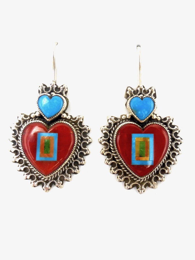 Red-Coal-Sabre-Wing-Heart-Earring-Turquoise-Heart