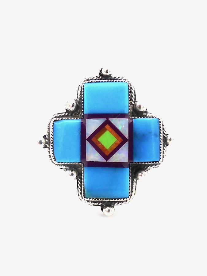 Blue-Turquoise-Blossomcrown-Cross-Ring