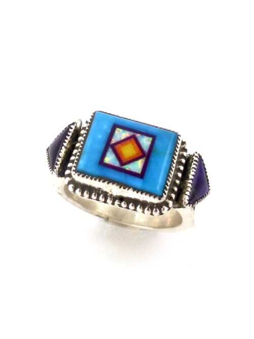 Turquiose-Blossomcrown-Rectangle-Sugilite-Triangle-Side-Ring