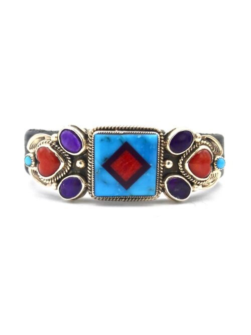 Square-Turquoise-Leather-Bracelet-Sugilite-Oval-Coral-Heart-