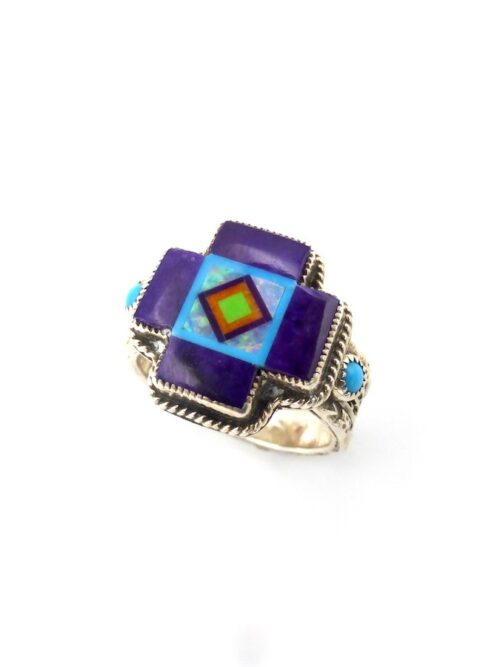 Sugilite-Blossomcrown-Cross-Ring-Blue-Turquoise