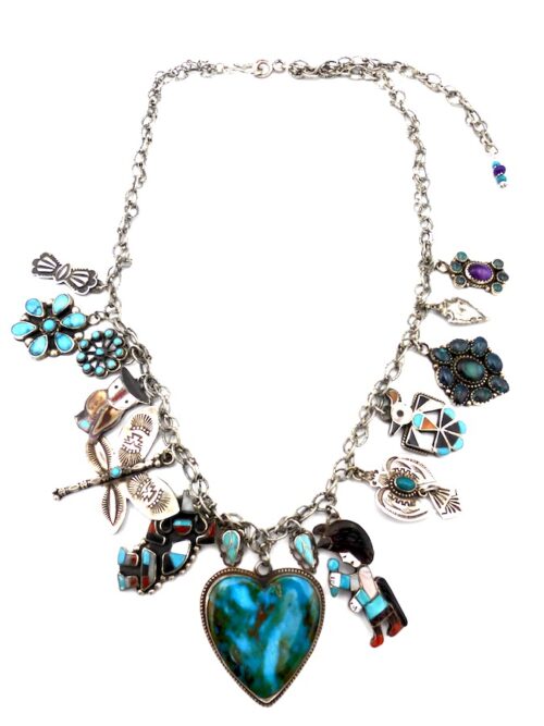 Kingman-Turquiose-Heart-Vintage-Zuni-Necklace