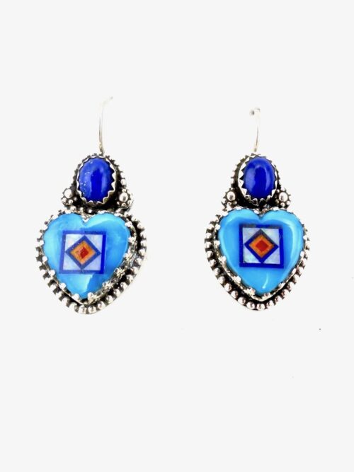 Turquoise-Blossomcrown-Heart-Earring-Lapis-Oval