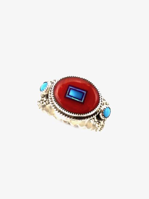Red-Coral-Sabre-Wing-Oval-Ring-Turquoise-Floral-Band