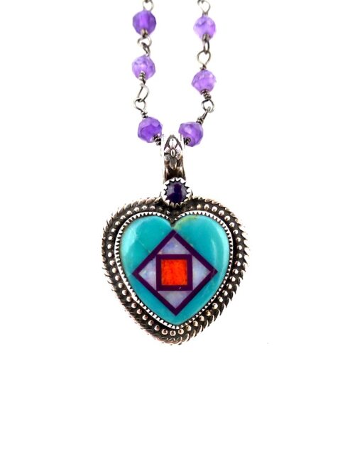 Green-Turquoise-Blossomcrown-Heart-Purple-Beaded-Chain