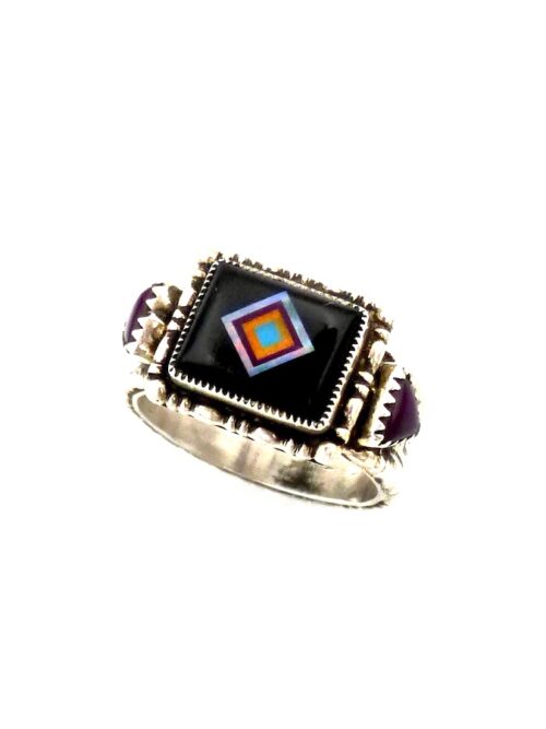 Jet-Coronet-Sabre-Wing-Rectangle-Ring-Sugilite-Triangles