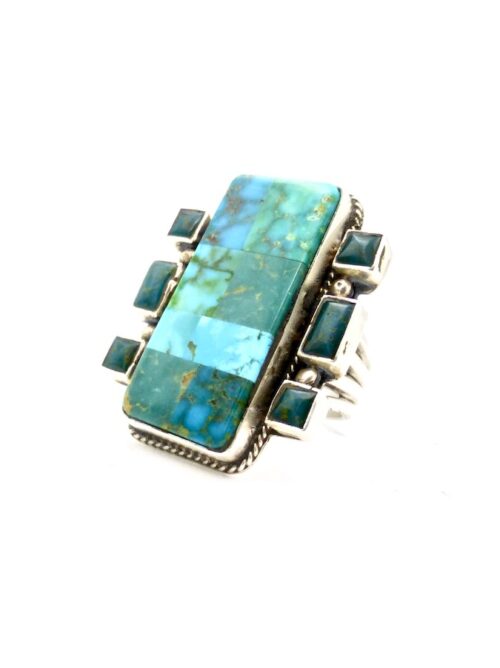 Turquoise-Mosaic-Rectangle-Statement-Ring-3-Square-Green-Turquoise-Stones