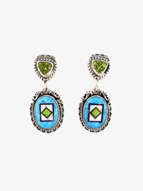 Blue-Turquoise-Oval-Blossomcrown-Earrings-Peridot-Trillion