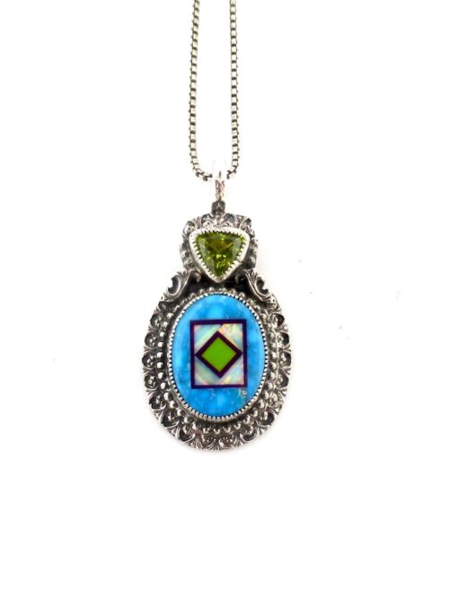 Blue-Turquoise-Oval-Blossomcrown-Necklace-Peridot-Trillion