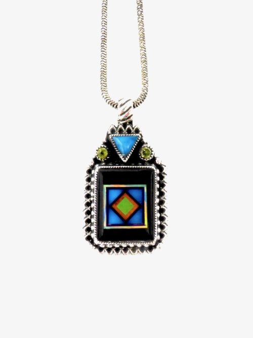 Jet-Rectangle-Blossomcrown-Necklace-Turquoise-Triangle
