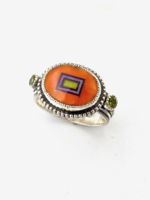 Orange-Spiny-Oyster-Oval-Sabre-Wing-Ring-Peridot