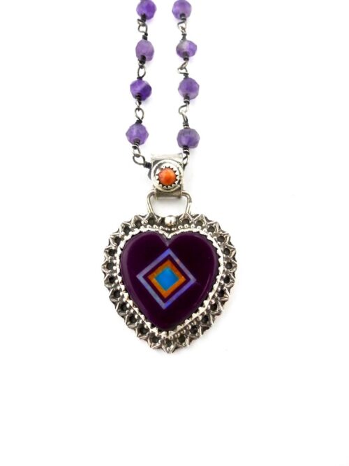 Sugilite-Blossomcrown-Heart-Necklace-Purple-Beaded-Chain