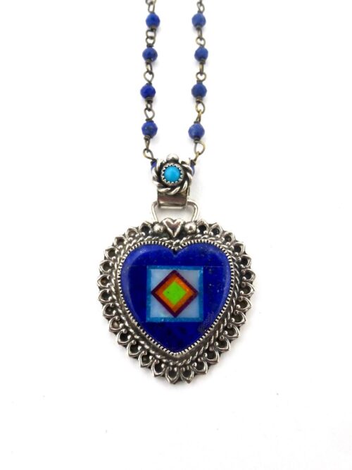 Lapis-Blossomcrown-Heart-Necklace-Blue-Beaded-Chain